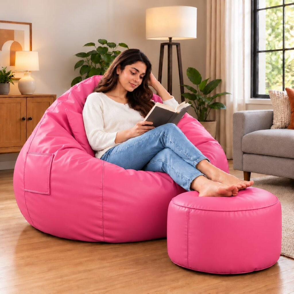Premium Pink Bean Bag Cover 3 Piece Set – Cover, Stool & Cushion | 2XL, 3XL & 4XL