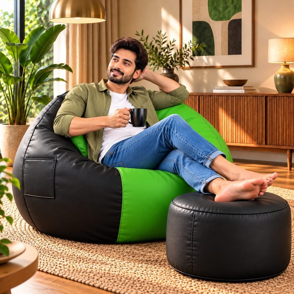 Premium Black & Green Bean Bag Cover 3 Piece Set – 2XL, 3XL & 4XL