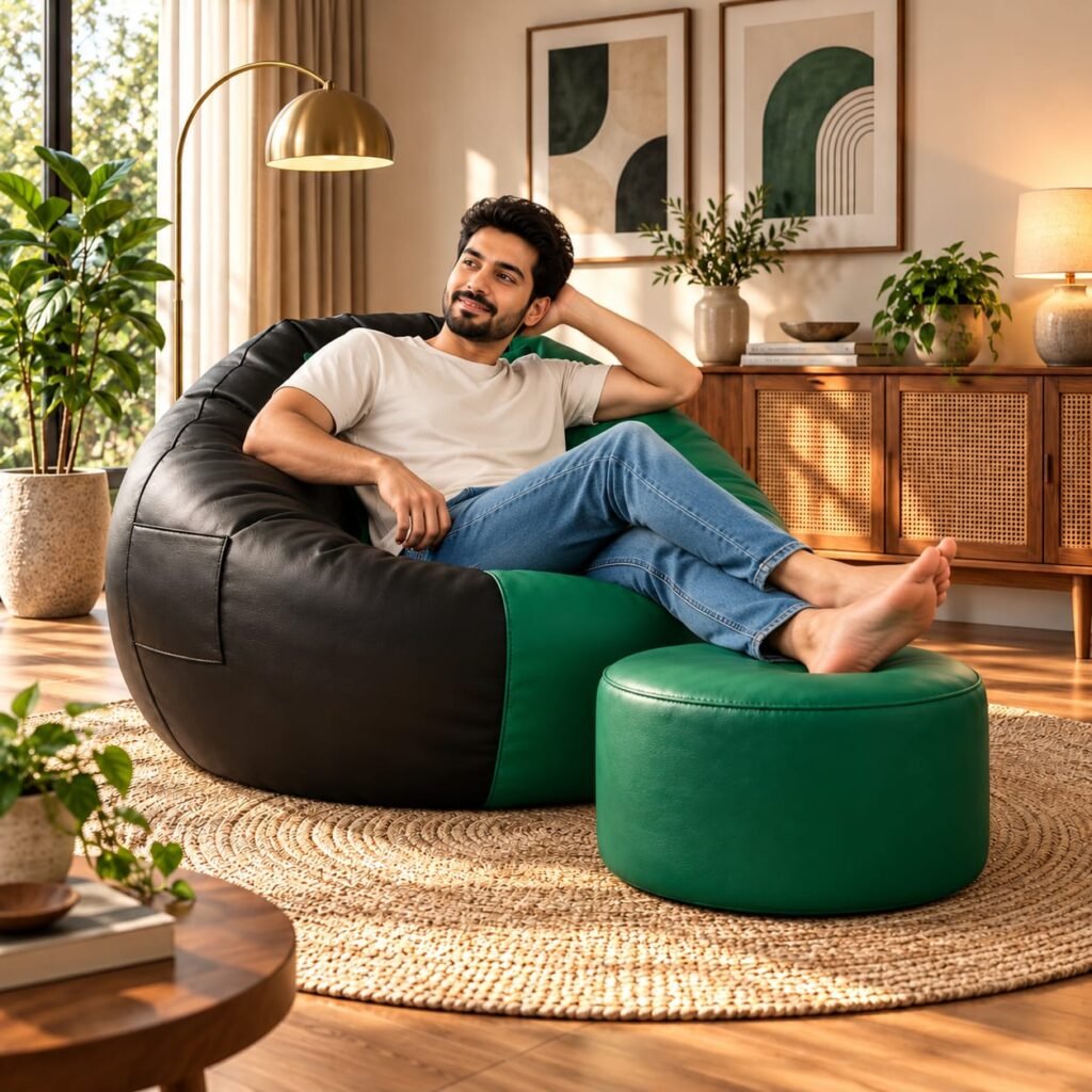 Premium Black & Mint Green Bean Bag Cover 3 Piece Set – 2XL, 3XL & 4XL