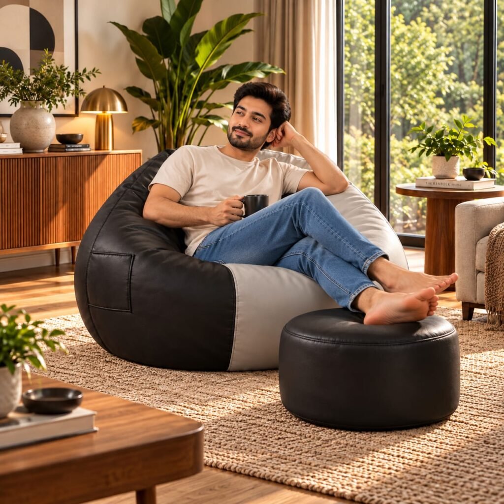 Premium Black & Grey Bean Bag Cover 3 Piece Set – 2XL, 3XL & 4XL
