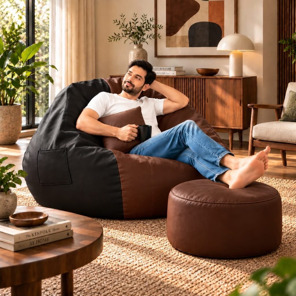 Premium Black & Brown Bean Bag Cover 3 Piece Set – 2XL, 3XL & 4XL