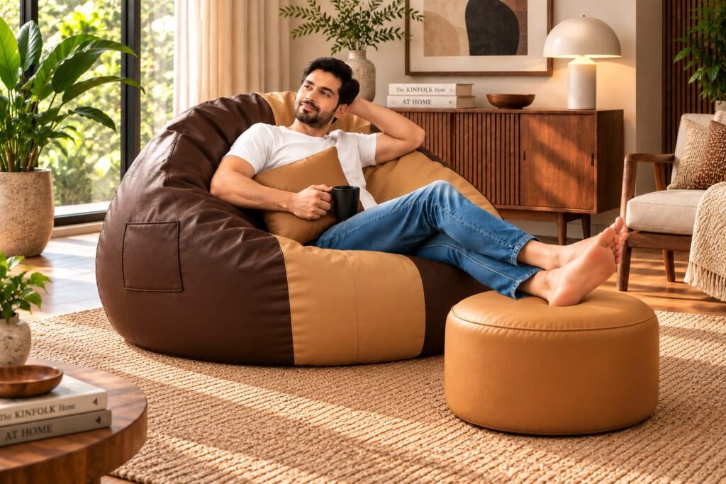 Premium Brown & Tan Bean Bag Cover 3 Piece Set – 2XL, 3XL & 4XL